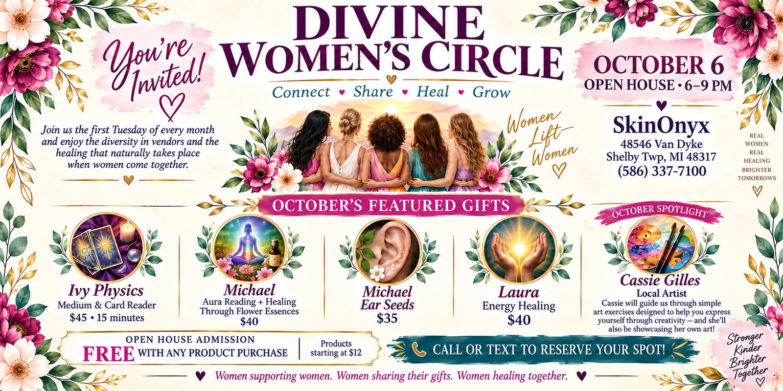 Divine Women's Circle Open House, Shelby Township, MI, Prismatic Flower Essences event at Kleraderm USA™ (SkinOnyx) in Shelby Township, MI, Oct 6, 2026