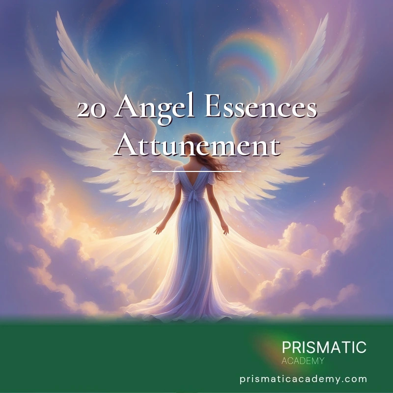 20 Angel Essences Attunement distance Reiki attunement, Twenty angelic essence beings, each embodying a single virtue such as abundance, beauty, compassion, forgiveness, grace, by Prismatic Flower Essences