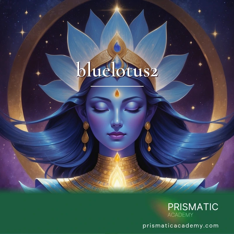 bluelotus2 distance Reiki attunement, The Blue Lotus Master, a fully opened blue lotus radiating from the crown marking mastery of the Blue Lotus energy linea by Prismatic Flower Essences