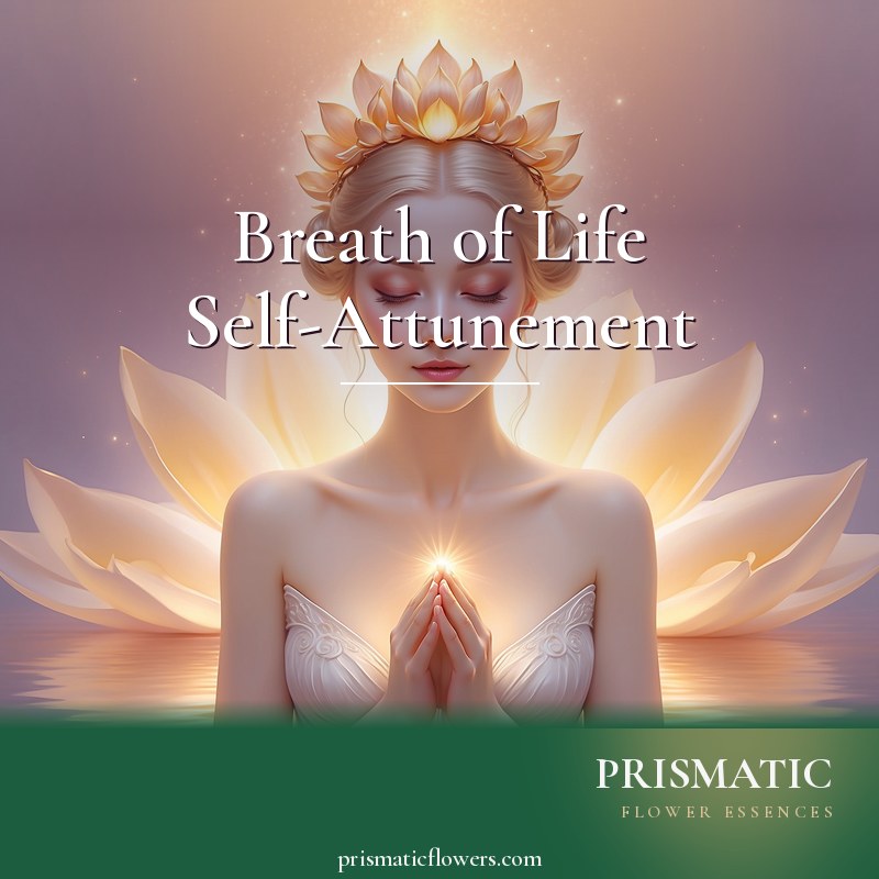 Breath of Life Attunement (Self-Attunement) distance Reiki attunement, the breath of life opening the crown chakra to the higher self by Prismatic Flower Essences