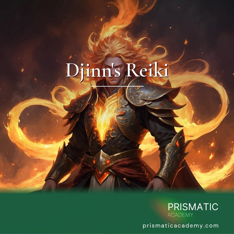 Djinn's Reiki distance Reiki attunement, Djinn, the fiery King of the Salamanders, the elemental fire spirits of passion, courage, and creative inspiration by Prismatic Flower Essences