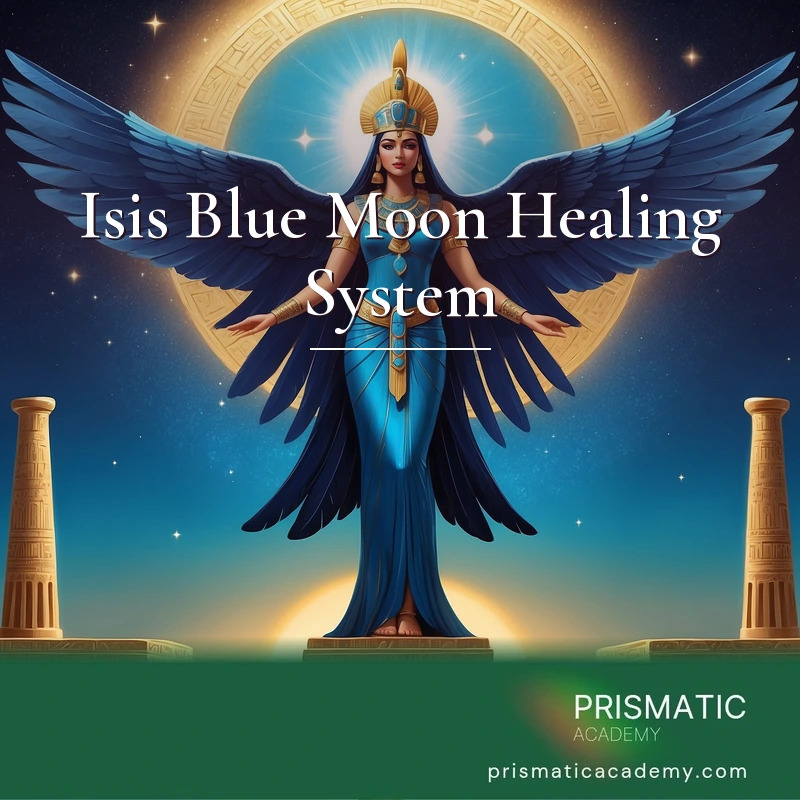 Isis Blue Moon Healing System distance Reiki attunement, Isis, the Egyptian goddess of magic and words of power, honored with her luminous Blue Moon by Prismatic Flower Essences