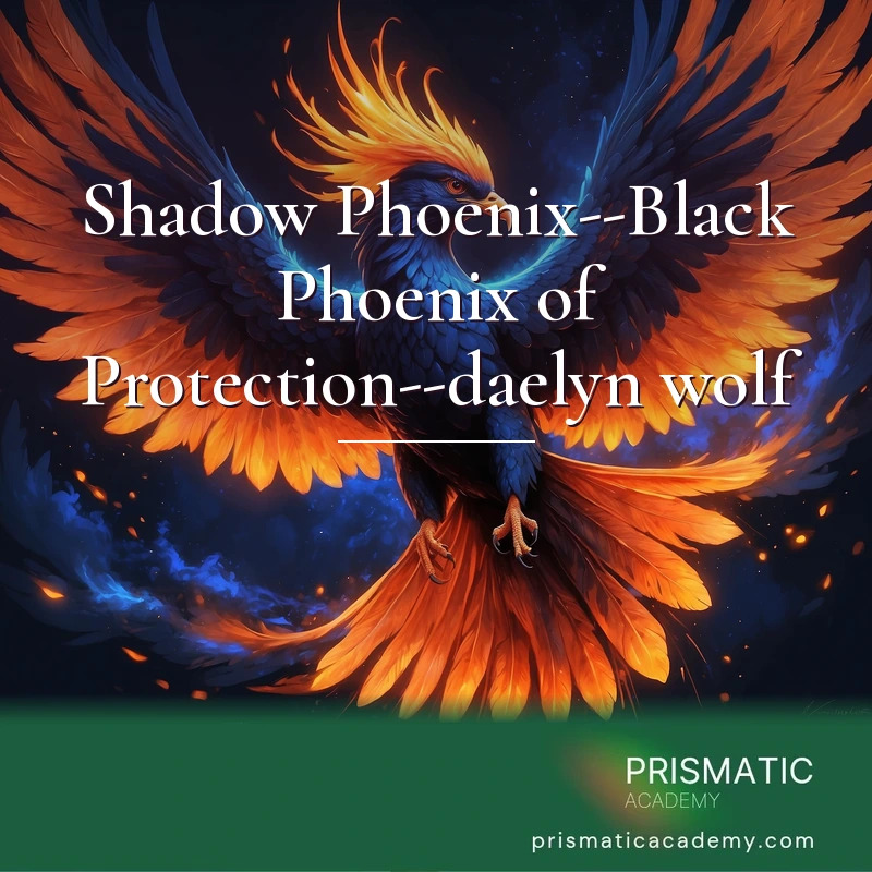 Shadow Phoenix--Black Phoenix of Protection--daelyn wolf distance Reiki attunement, The Shadow Phoenix, the jet-black Black Phoenix of protection that watches over and transmutes negative energy by Prismatic Flower Essences