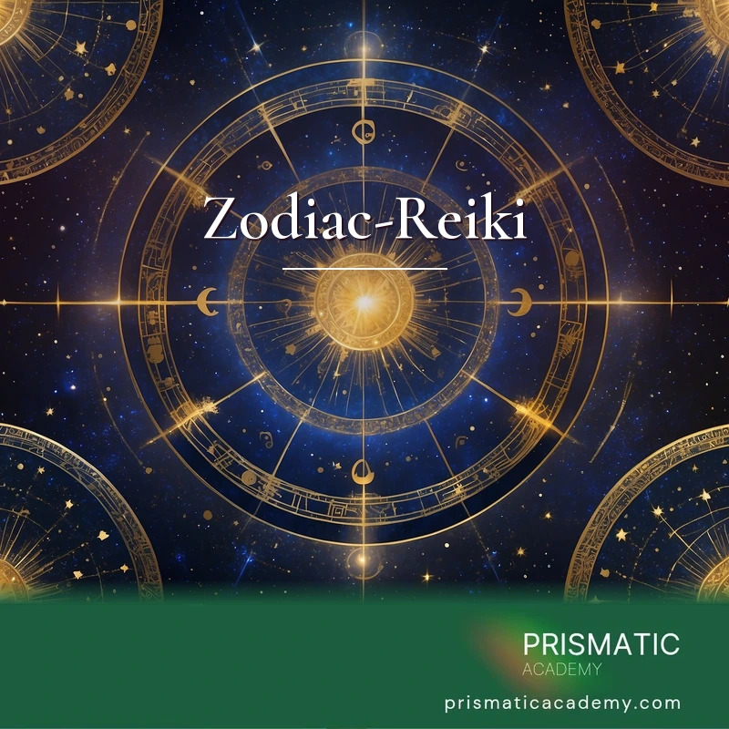 Zodiac-Reiki distance Reiki attunement, The zodiac wheel and the twelve astrological signs by Prismatic Flower Essences